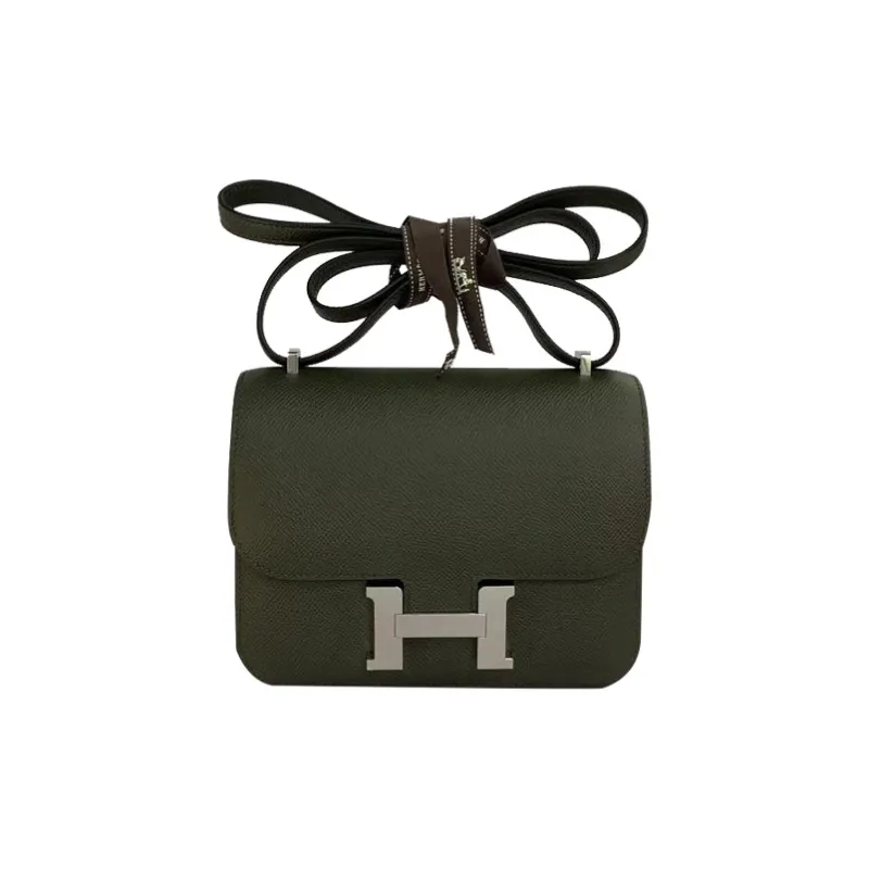 HERMES Constance Epsom Leather Shoulder Bag Crossbody Bag Mini Women's C6 Vert De Gris Gray Green-0