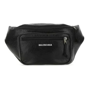 Balenciaga Leather Fanny Pack Men's Black