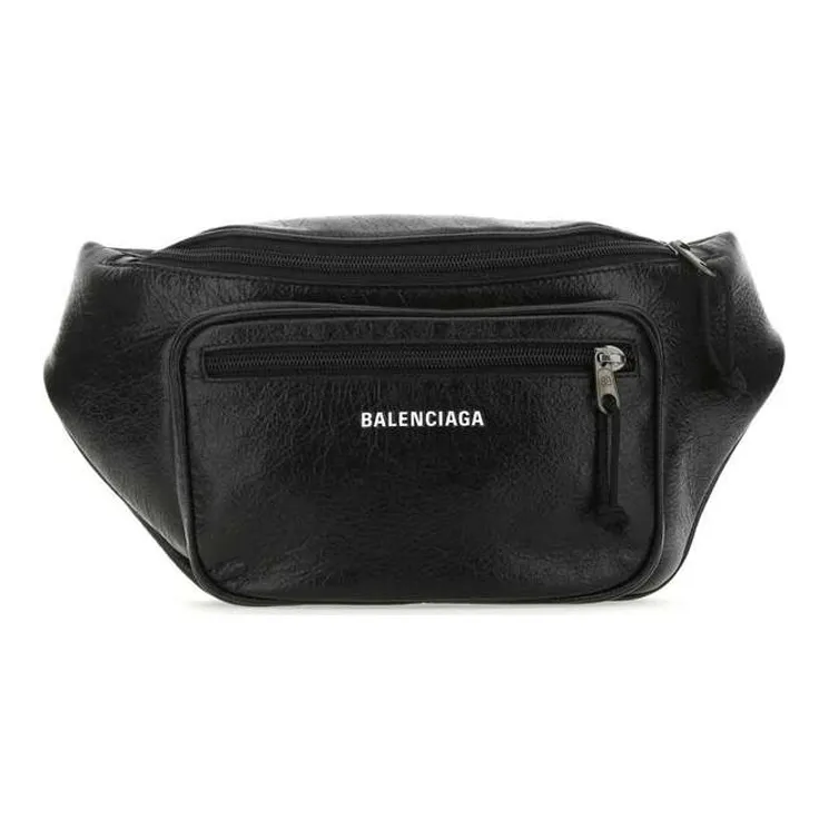 Balenciaga Leather Fanny Pack Men's Black-0
