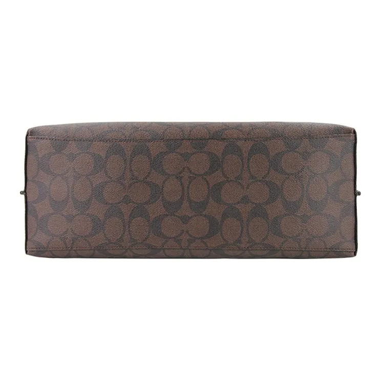 COACH Mollie Leather Tote Bag, Shopping Bag, Handbag, Shoulder Bag Tubas Women's Dark Brown Monogram-4