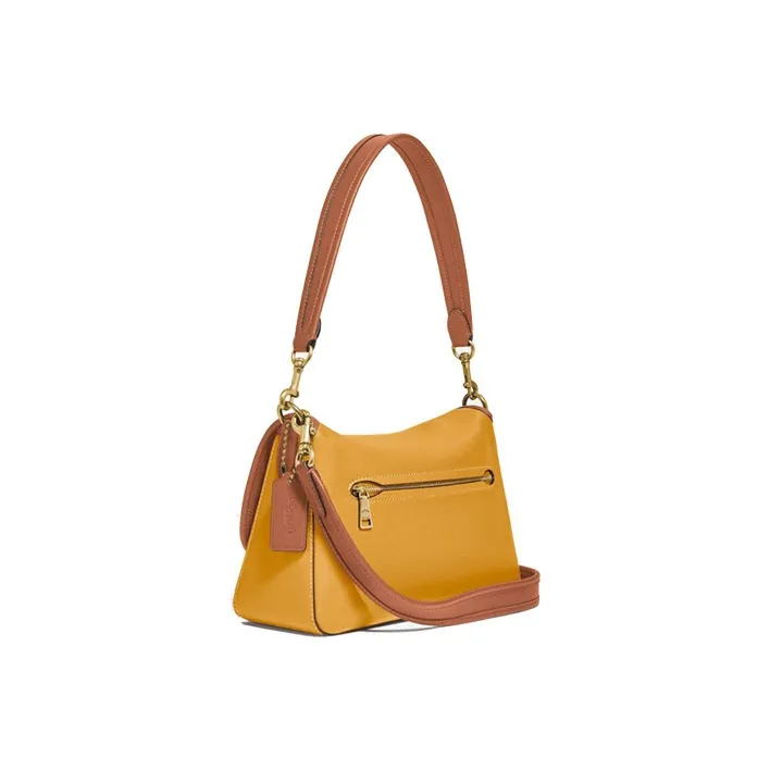COACH Tabby Cow Leather Shoulder Bag, Portable Crossbody Bag Medium Size Women's Golden Phoenix Yellow & Umber-1