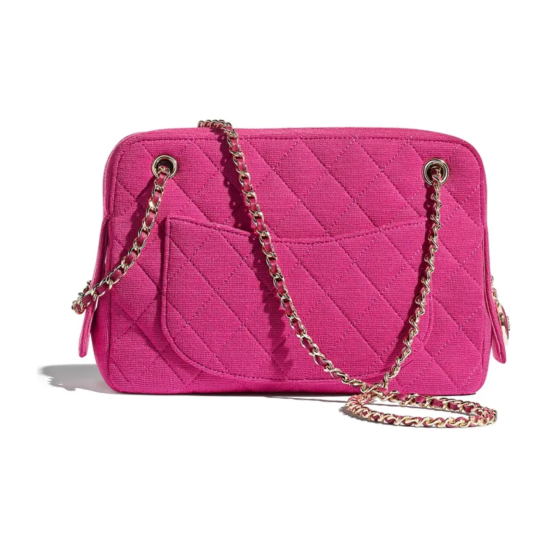CHANEL Knit Shoulder Bag Women's Fuchsia-2