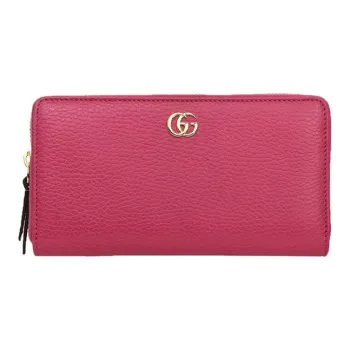 GUCCI Marmont Leather Wallet Women's Rose Red