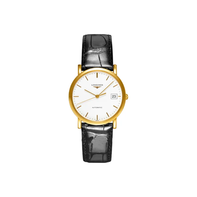LONGINES Magnificent Collection Automatic Mechanical Movement Men's Watch 34.5mm White Dial 18K Rose Gold Watch Case-0