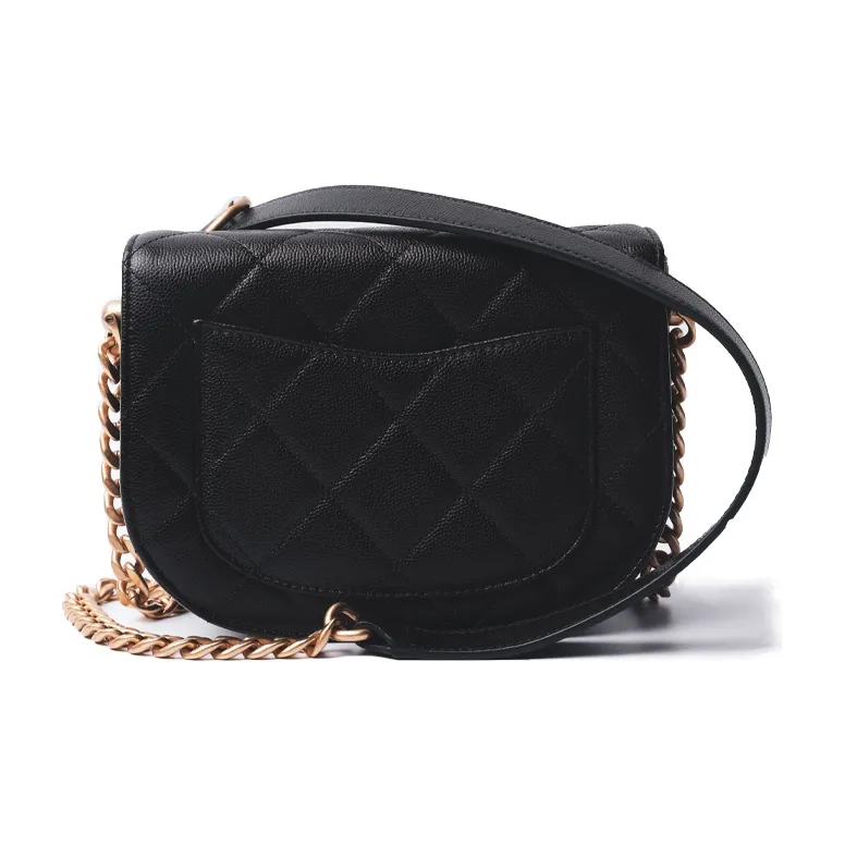 CHANEL Leather Saddle Bag, Shoulder Bag, Crossbody Bag Women's Black-1