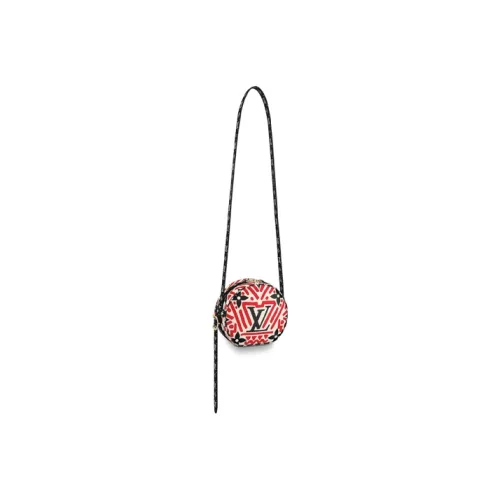 LOUIS VUITTON Coated Canvas With Cow Leather Trim Shoulder Bag, Crossbody Bag Small Size Women's Black/Red