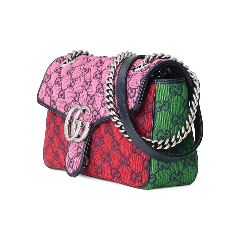 GUCCI Marmont Monogram Multicolor Quilting Canvas Crossbody Bag Shoulder Bag Small Size Women's Multicolor-1