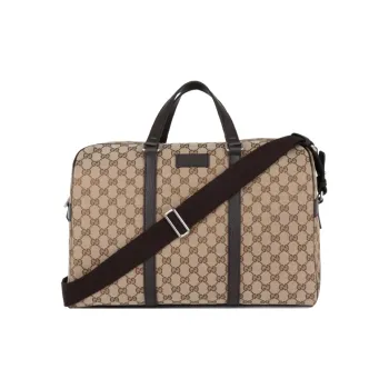 GUCCI Canvas With Leather Canvas Bag, Travel Bag, Shoulder Bag, Crossbody Bag, Handbag Unisex Ebony/Brown