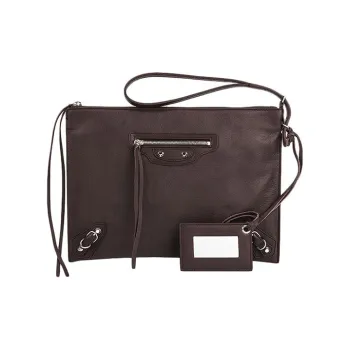 Balenciaga Leather Clutch Women's Red Brown