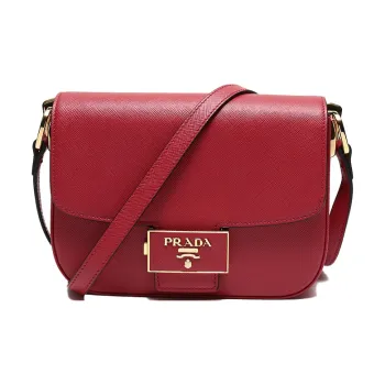 PRADA Cow Leather Small Square Bag Shoulder Bag Crossbody Bag Regular Women's Red