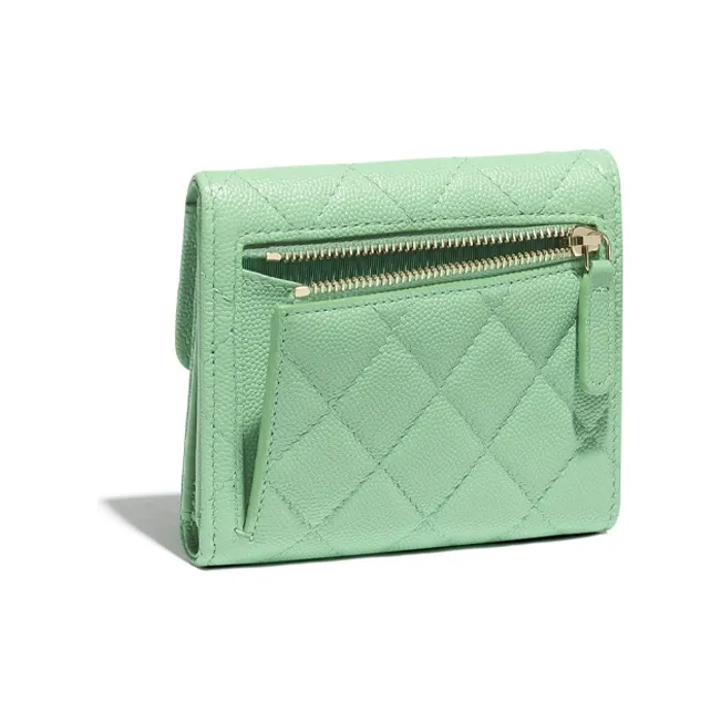 CHANEL Classic Flap CF Caviar Calfskin Wallet Women's Green-1