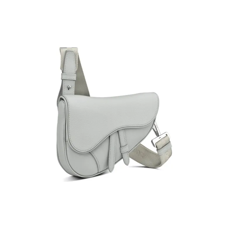 DIOR Saddle Grained Calfskin Saddle Bag Fanny Pack Sling Bag Shoulder Bag Crossbody Bag Mini Unisex Gray-1