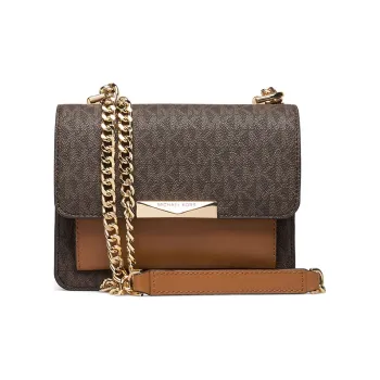 MICHAEL KORS Jade Leather Shoulder Bags Clutches Crossbody Bags Small Size Women's Coffee Brown