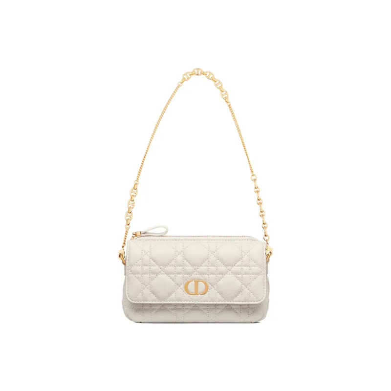 DIOR Soft Cow Leather Handbag Shoulder Bag Crossbody Bag Clutches Women's Milk White-1