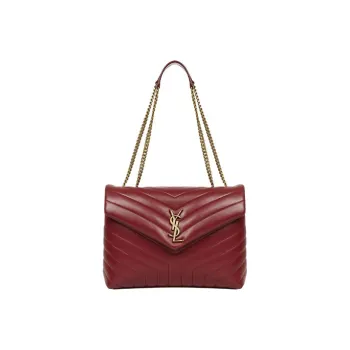 SAINT LAURENT Leather Crossbody Bag Shoulder Bag Medium Size Women's Red