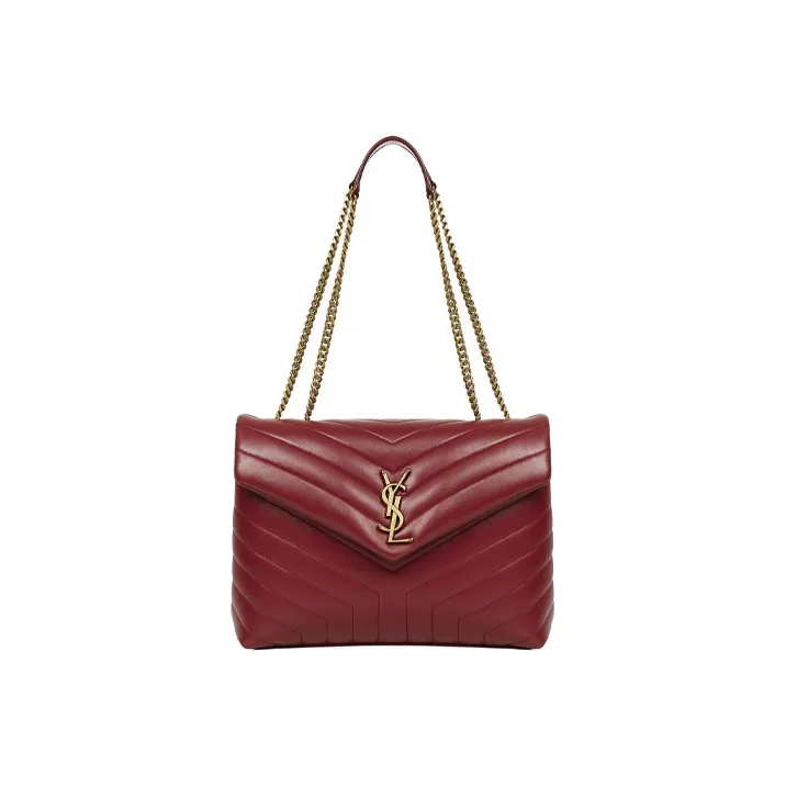 SAINT LAURENT Leather Crossbody Bag Shoulder Bag Medium Size Women's Red-0