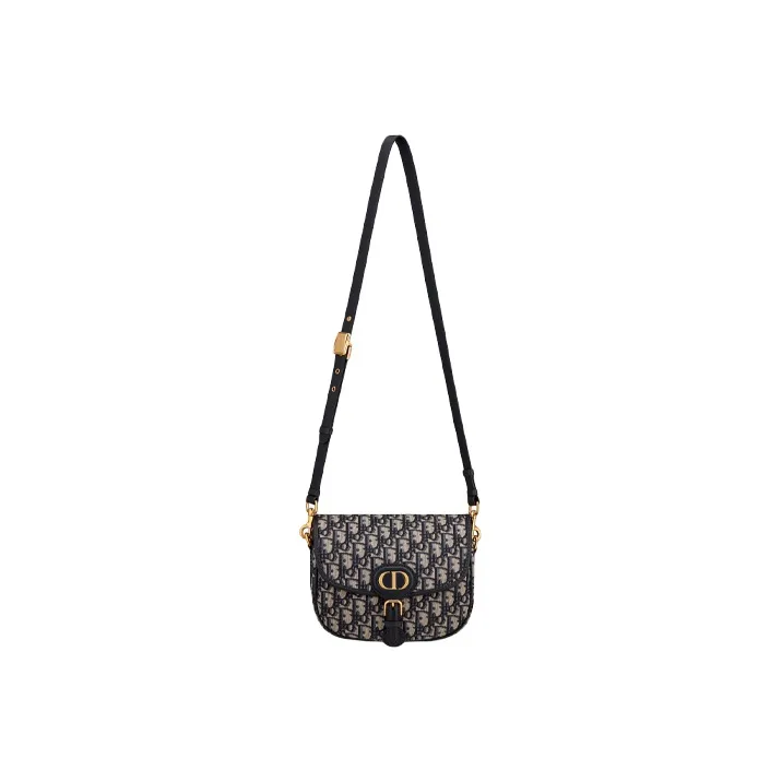 DIOR Bobby Jacquard Fabric Shoulder Bag, Crossbody Bag Medium Size Women's Denim Blue-4