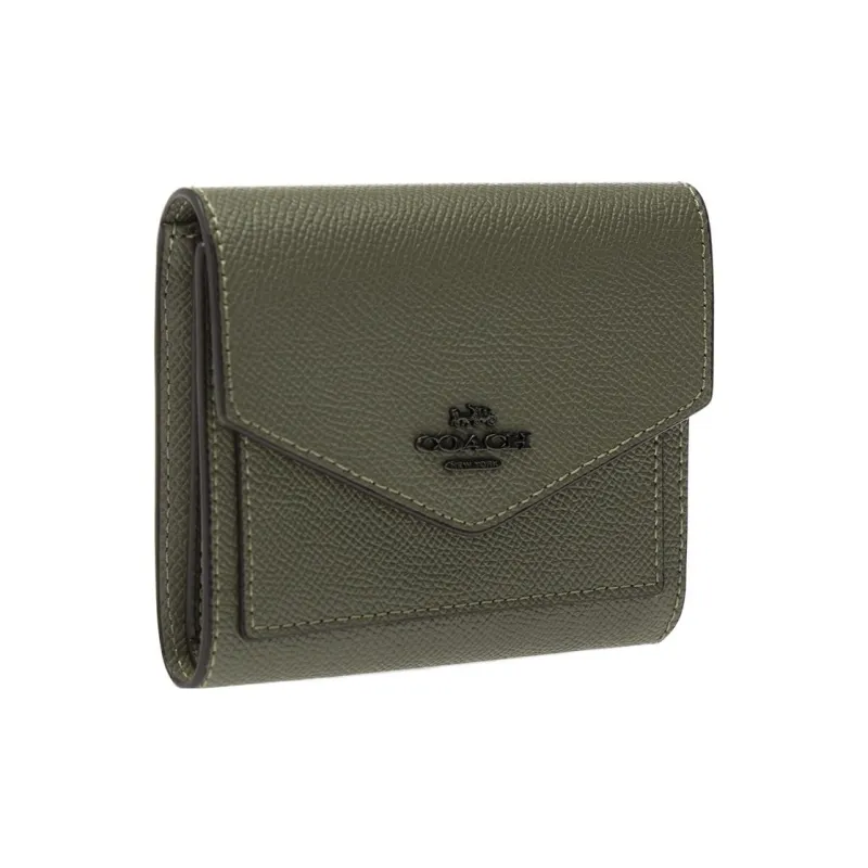 COACH Leather Wallet, Card Holder, Coin Purse Mini Women's Green-1
