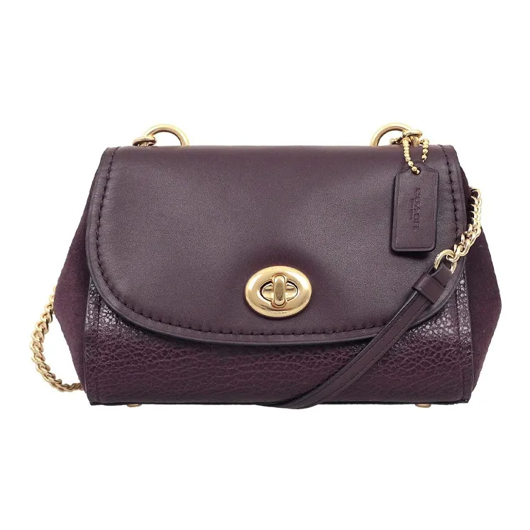 COACH Faye Cow Leather Shoulder Bag Women's Dark Reddish Purple-0