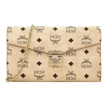 MCM Original Visetos Coated Canvas Shoulder Bag Regular Women's Beige