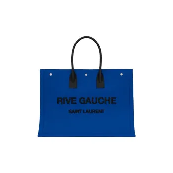 SAINT LAURENT Rive Gauche Fabric Tote Bag, Shopping Bag, Handbag Unisex Blue & Black