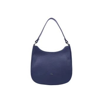 Furla Bloom Genuine Leather Hobo Bag Crossbody Bag Small Size Women's Blue