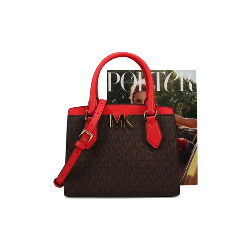MICHAEL KORS Mott Leather Patchwork With PVC Shoulder Bag, Crossbody Bag, Handbag Women's Brown-4