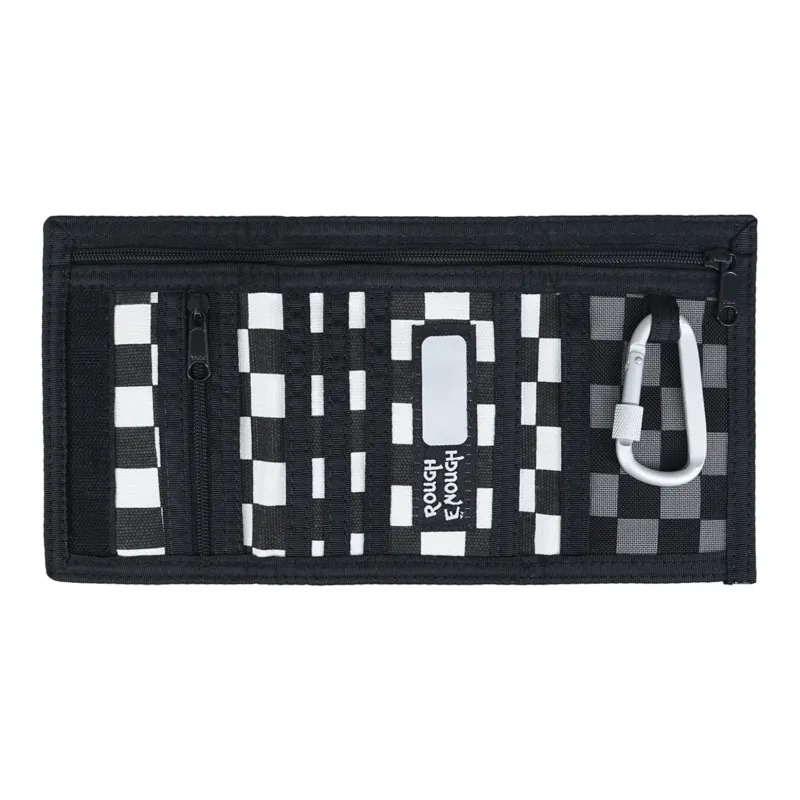 Rough Enough Canvas Wallet Unisex Black White Plaid-1