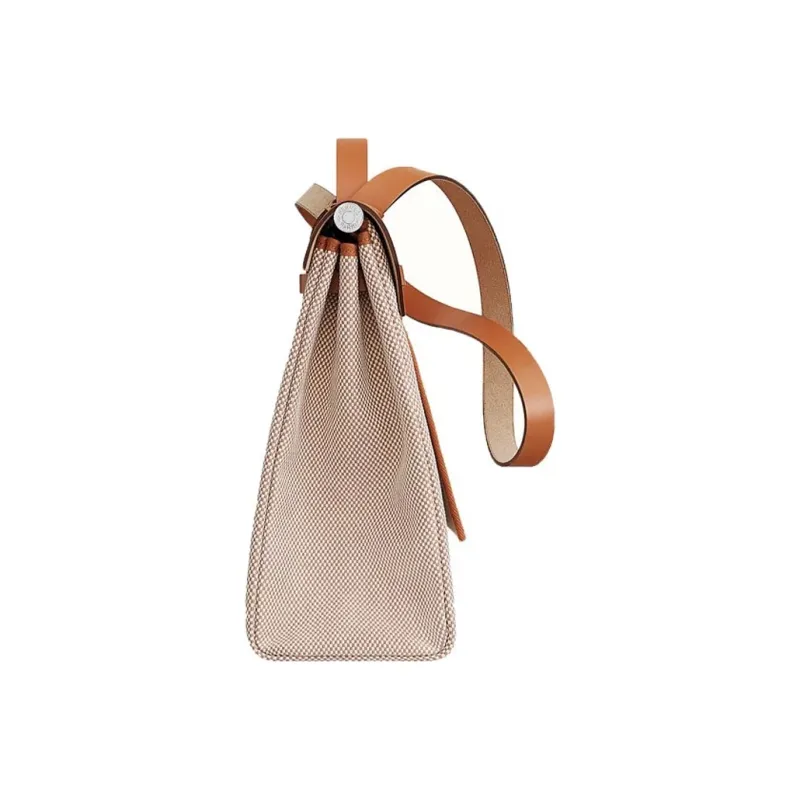 HERMES Herbag Zip Canvas With Leather Handbag, Shoulder Bag, Crossbody Bag Unisex Beige/Natural Color-1