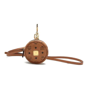 MCM Visetos Leather One Shoulder Crossbody Coin Purse Mini Women's Brown Cognac