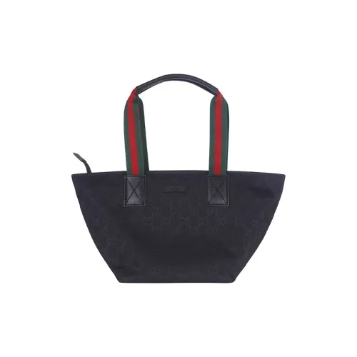 GUCCI Canvas With Leather Dumpling Bag tote Laurent One Shoulder Handbag Large Size Women's Black