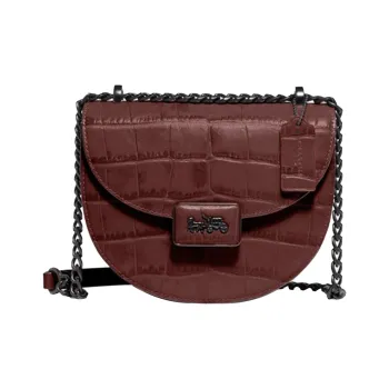 COACH Alie Cow Leather Saddle Bag Crossbody Shoulder Bag Small Size Women's Burgundy