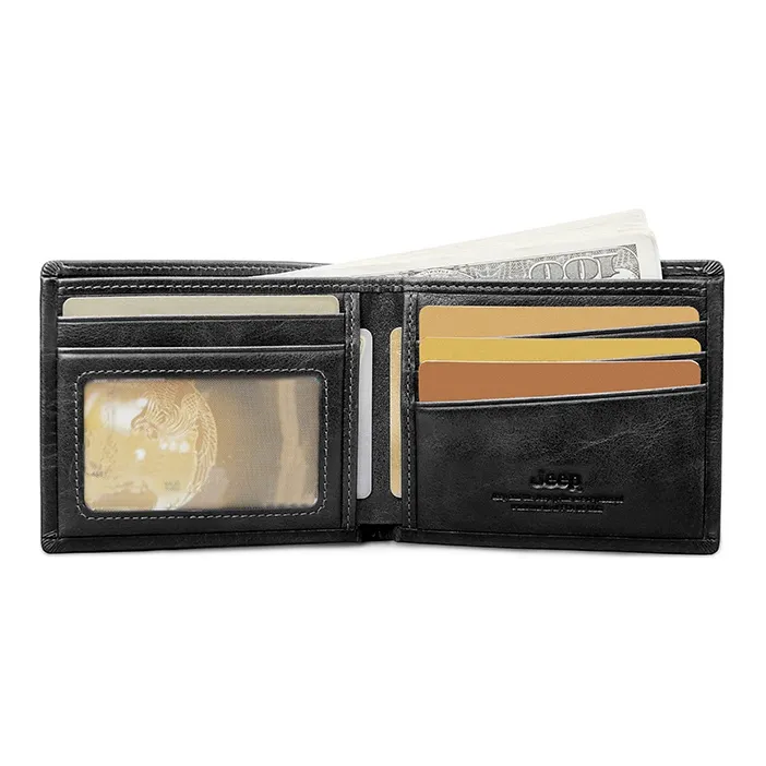 Jeep Cow Leather Wallet Regular Men's Gray-1