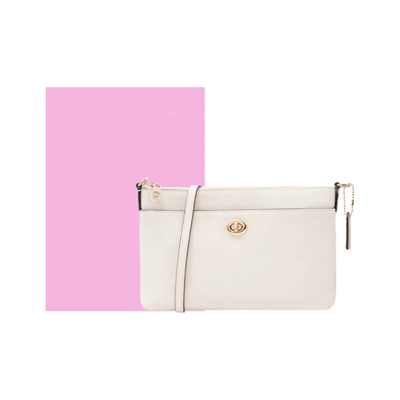 COACH Cow Leather Shoulder Bag Women's White-5