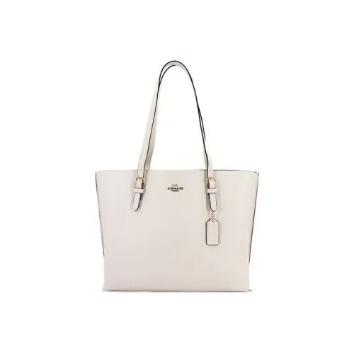 COACH Mollie Leather Tote Bag Shopping Bag Handbag Shoulder Bag Large Size Women's White