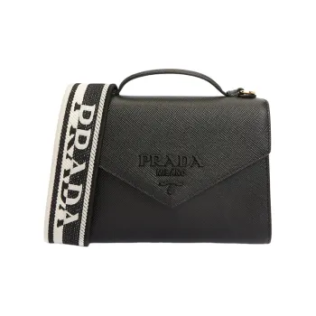 PRADA Saffiano Cow Leather Shoulder Bag Crossbody Bag Handbags Regular Women's Black