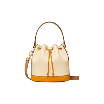 TORY BURCH Leather Bucket Bags Shoulder Bag Crossbody Bag Handbag Women's Cream White