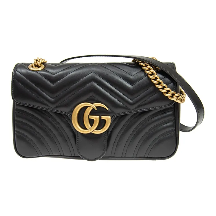 GUCCI Small GG Marmont Camera Bag Shoulder Bag Black Leather-0