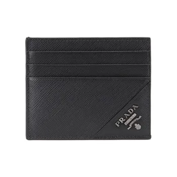 PRADA Saffiano Leather Card Holder Men's Black