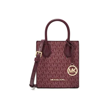 MICHAEL KORS Mercer Artificial Leather Tote Bag Shopping Bag Trunk Bag One Shoulder Handbag Mini Women's Burgundy