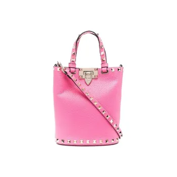 Valentino Rockstud Calfskin Bucket Bag Shoulder Bags Handbags Mini Women's Pink