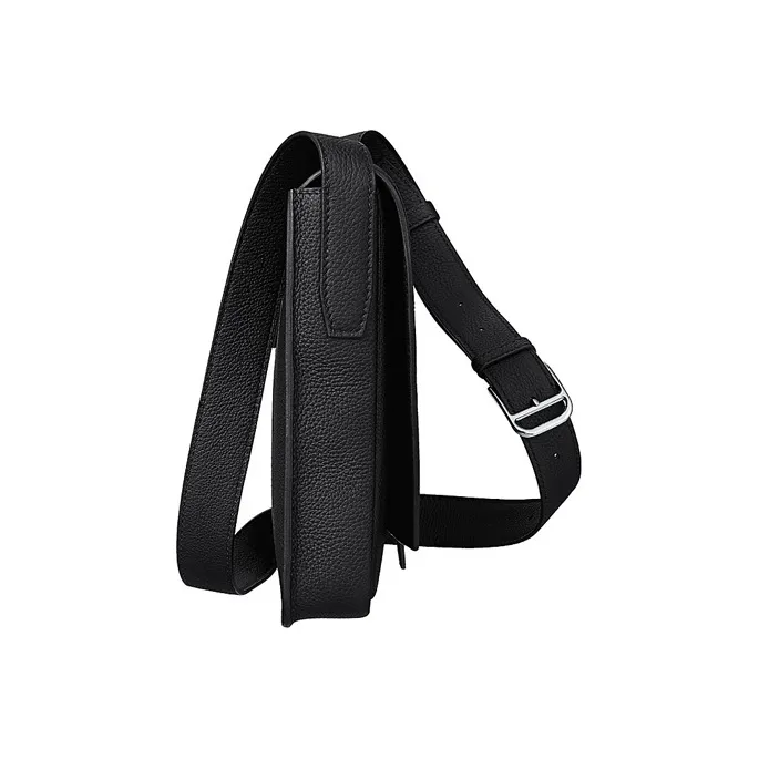 HERMES Steve Light Junior Togo Calfskin Messenger Bag, Shoulder Bag, Crossbody Bag Men's Noir Black-1