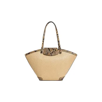MICHAEL KORS Izzy Raffia Shoulder Bag Medium Size Women's Natural