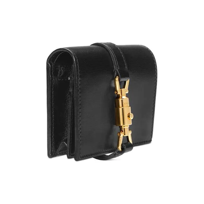 GUCCI Jackie 1961 Leather Clutch Card Holder Wallet Small Size Women's Black-1