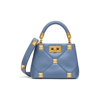 Valentino Roman Stud Sheepskin One Shoulder Handbag Crossbody Bag Mini Women's Blue