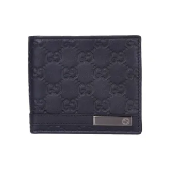 GUCCI Leather Wallet Men's Dark Blue/Navy Blue