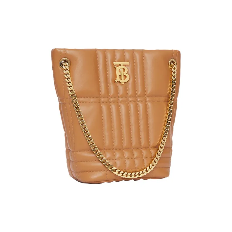 Burberry Quilted Leather Small Lola Bucket Bag Maple Brown/Gold tone-1