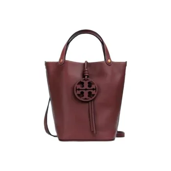 TORY BURCH Cow Leather Bucket Bag Portable Crossbody Bag Shoulder Bag Mini Women's Burgundy