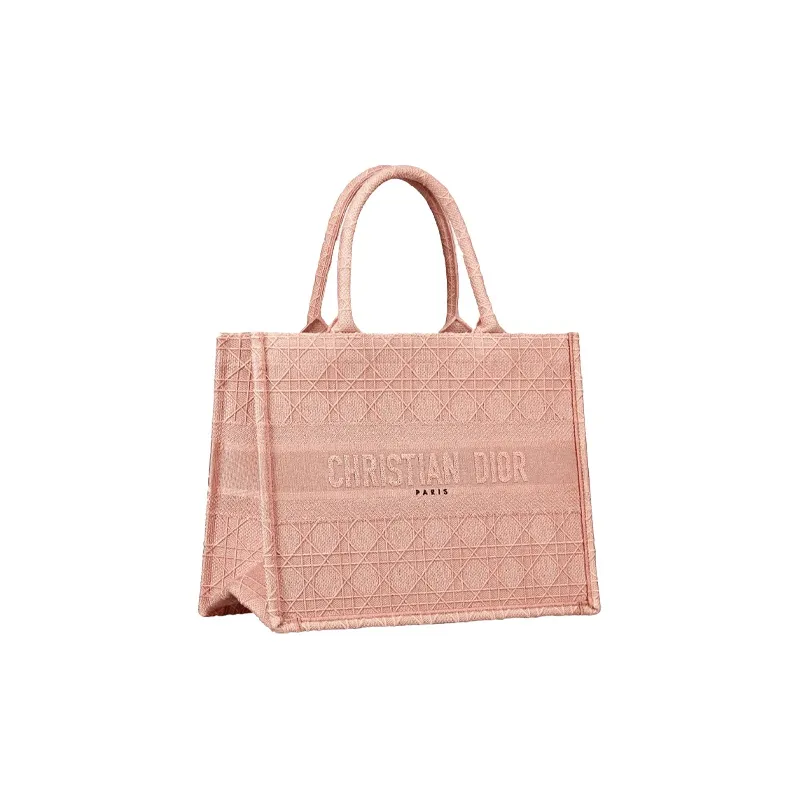 DIOR BookTote Embroidery Tote Bag, Shopping Bag, Handbag Small Size Women's Candy Color, Cherry Blossom Pink-1