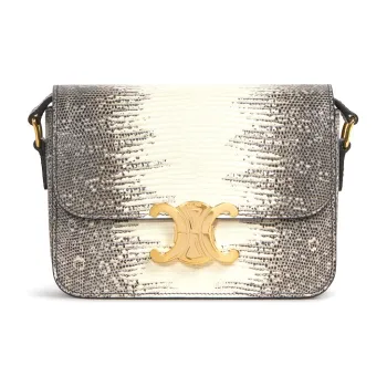 CELINE Triomphe Lizard Skin Shoulder Bag Crossbody Bag Handbag Shoulder Bag Women's Natural Color
